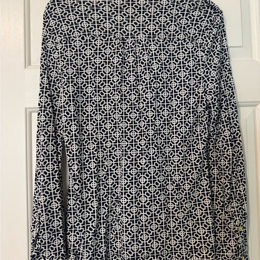 Tory Burch Geometric Black and White Blouse - Picture 3 of 4